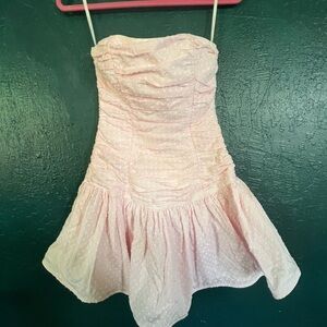 Vintage Betsey Johnson Pink Strapless Polka Dot Dress